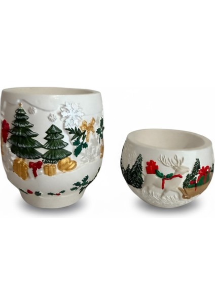 Yılbaşı Temalı Kabartma Desenli 2'li Dekoratif Yeni Yıl Seti