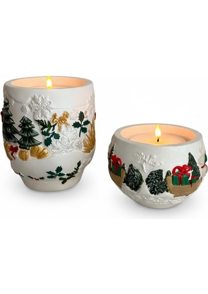 Yılbaşı Temalı Kabartma Desenli 2'li Dekoratif Yeni Yıl Seti