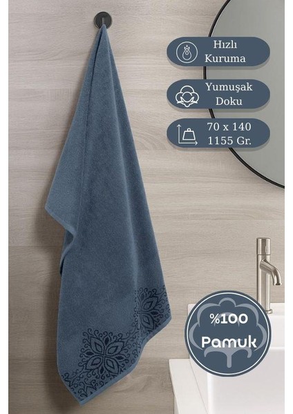 Pamuk Tekli Havlu Jakarlı Karna Home Klover - 70 x 140 fırsatları