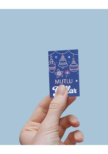 Yılbaşı Mutlu Yıllar Yazılı Hediye Kart Seti, Zil Temalı Paketleme Kartı, 25 ADET-6,5X10 Cm, Mavi fiyatları