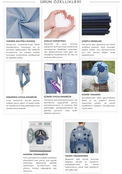 Ütü ile Yapışan Kot Arma Patch Kot Yaması, Denim, Jeans Onarım ve Dekoratif Amaçlı Çiçek (Buz Mavi) fırsatları