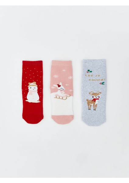 Yeni Sezon Kaydırmaz Tabanlı Kız Bebek Havlu Soket Çorap 3'lü