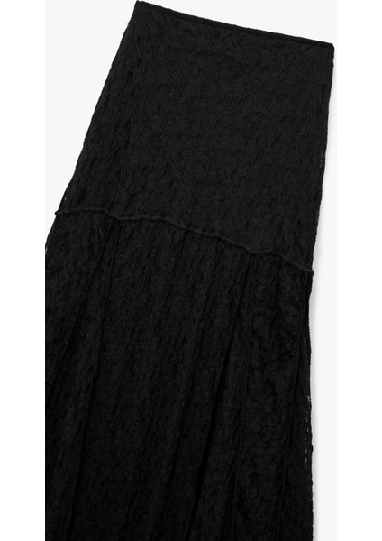 Slim Fit Dikiş Detaylı Midi Dantel Etek modelleri