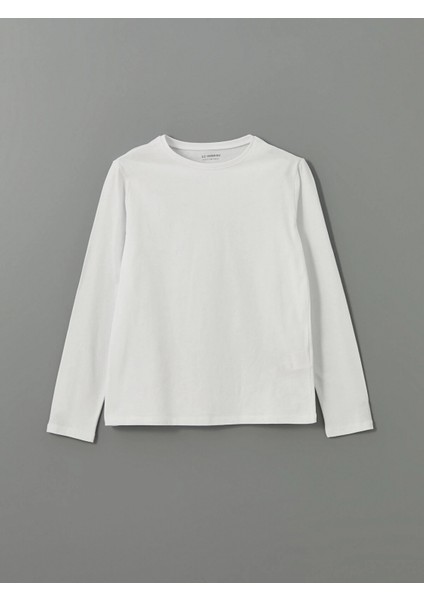 Lcw Kids Beyaz Bisiklet Yaka Kız Çocuk Tişört