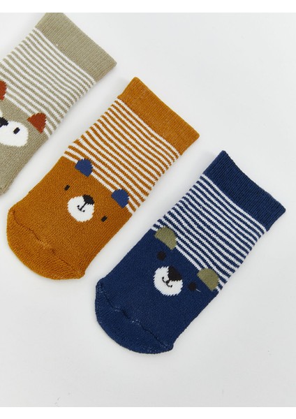 Yeni Sezon Desenli Erkek Bebek Havlu Soket Çorap 3'lü modelleri