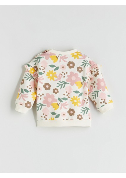 Yeni Sezon Bisiklet Yaka Çiçekli Kız Bebek Sweatshirt ve Tayt 2'li fırsatları