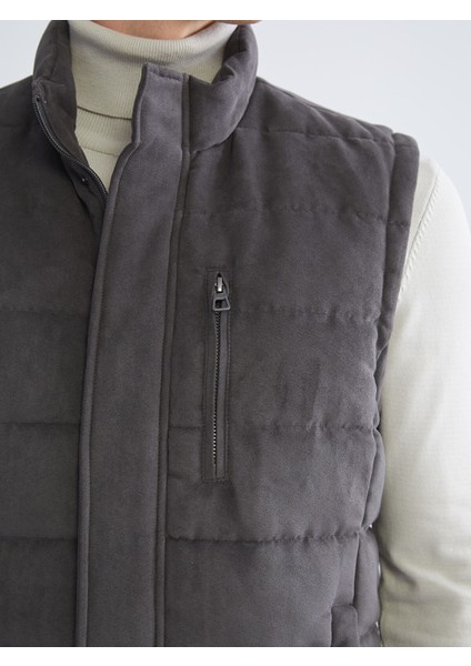 Yeni Sezon Standart Kalıp Dik Yaka Süet Erkek Yelek modelleri