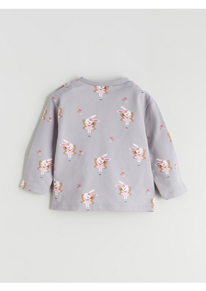 Yeni Sezon Tavşan Baskılı Kız Bebek Sweatshirt ve Eşofman Altı indirimleri