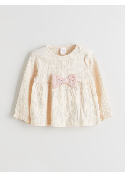 Yeni Sezon Bisiklet Yaka Fiyonk Detaylı Kız Bebek Bluz ve Pantolon fiyatları
