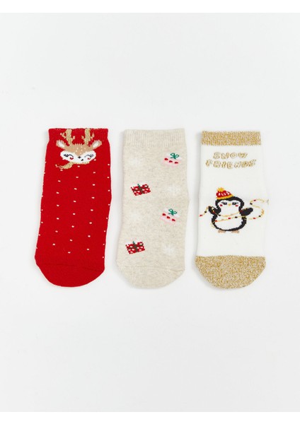 Yeni Sezon Yılbaşı Temalı Kız Bebek Soket Çorap 3'lü