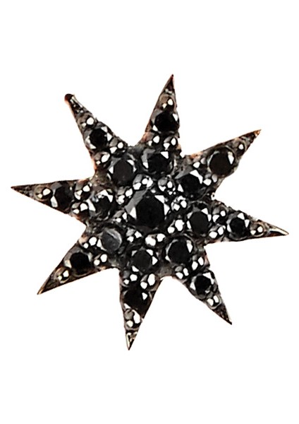 Venüs Star Kadın Tekli Sıyah Pırlanta Altın Küpe