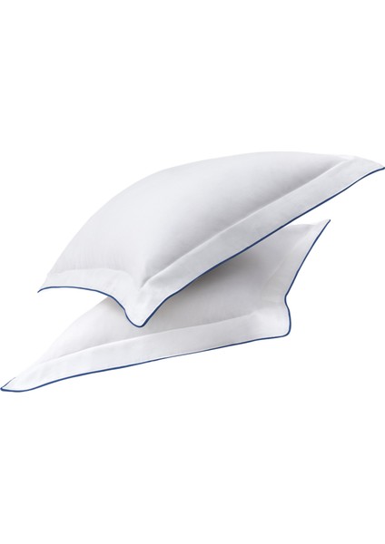 Lacivert Biyeli Beyaz Oxford Yastık Kılıfı 50X70 cm