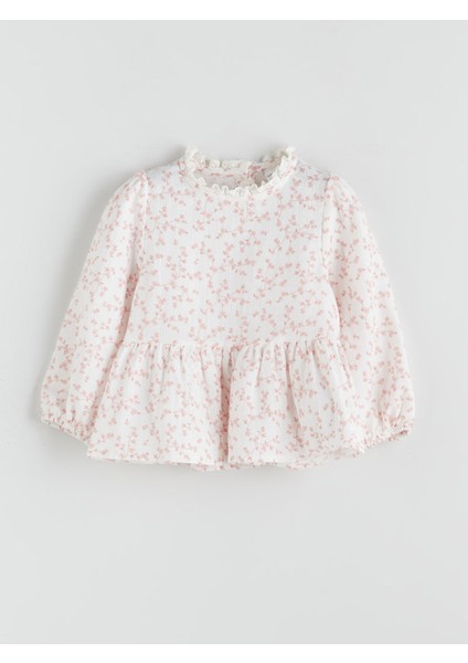 Yeni Sezon Bisiklet Yaka Çiçekli Kız Bebek Bluz ve Pantolon 2'li modelleri