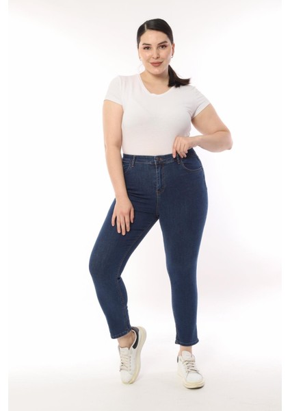 Kadın Battal Düz Jeans