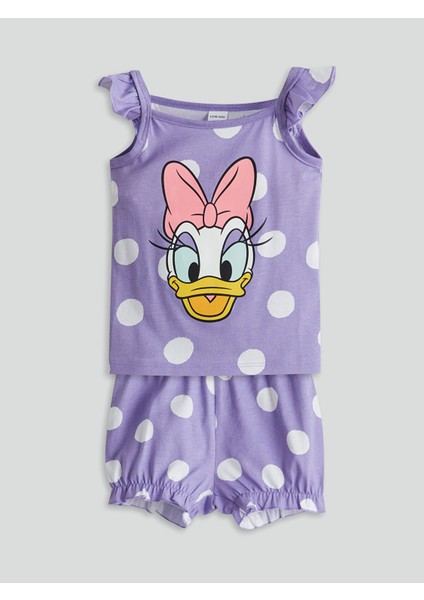 Yeni Sezon Daisy Duck Baskılı Kız Bebek Şortlu Pijama Takım