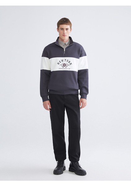 Yeni Sezon Dik Yaka Baskılı Erkek Sweatshirt fiyatları