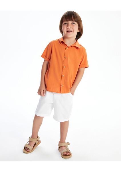Yeni Sezon Kısa Kollu Basic Erkek Bebek Gömlek ve Şort 2'li Takım