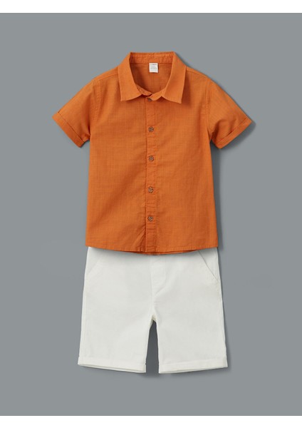 Yeni Sezon Kısa Kollu Basic Erkek Bebek Gömlek ve Şort 2'li Takım modelleri