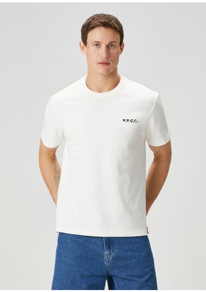 Beyaz Logo Nakışlı T-Shirt