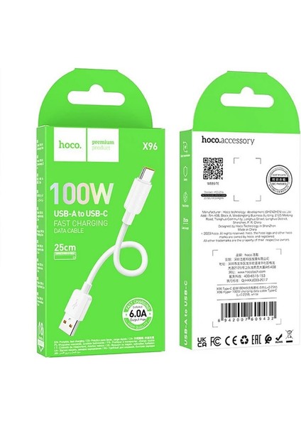 Hoco X96 Hyper 100W USB To Type-C Hızlı Şarj ve Data KABLOSU-(1903)