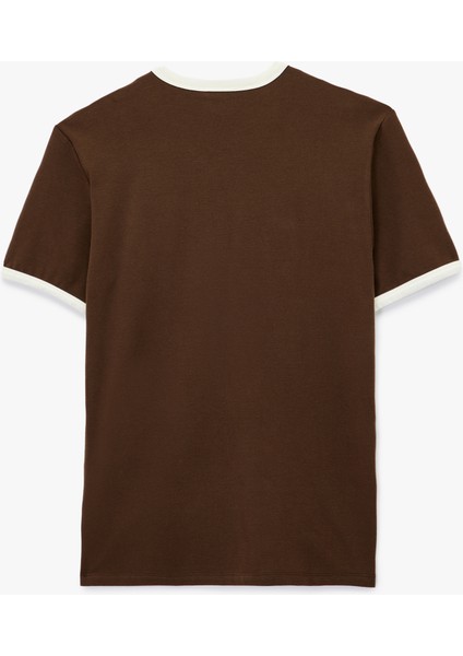 Kısa Kollu Bisiklet Yaka Tok Kumaş Renk Kontrastlı Pamuklu Slim Fit Tişört fiyatları