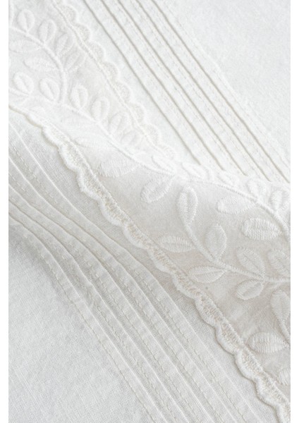 Adelya Krem Çift Kişilik %100 Organik Pamuk Keten Nevresim Takımı indirimleri