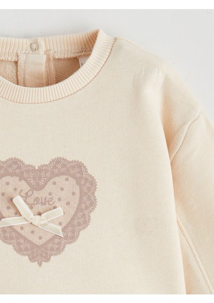 Yeni Sezon Kız Bebek Baskılı Sweatshirt ve Kadife Pantolon 2'li fırsatları