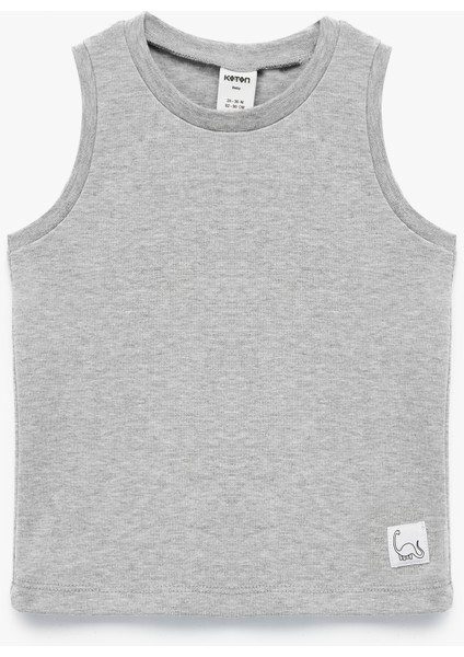 Bisiklet Yaka Pamuk Karışımlı Kolsuz Atlet