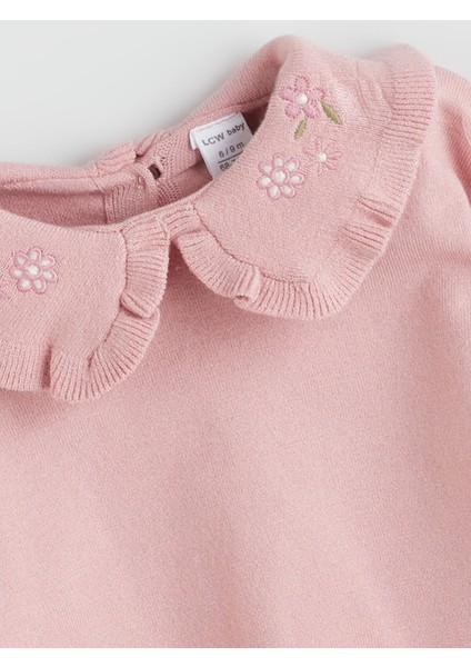 Yeni Sezon Bebe Yaka Kız Bebek Triko Sweatshirt ve Tayt 2'li modelleri