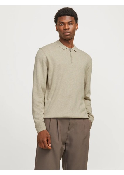 Jjeemıl Knıt Polo Half Zıp Ls Noos