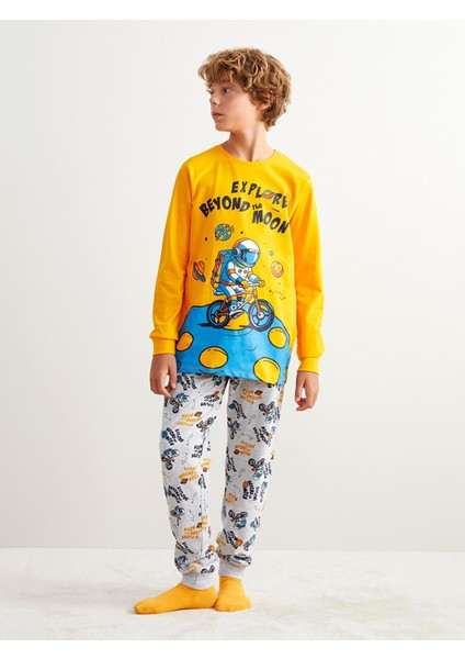 Yeni Sezon Bisiklet Yaka Erkek Çocuk Pijama Takımı