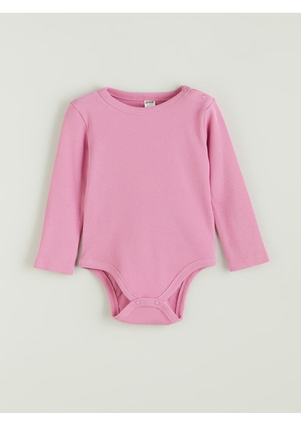 Yeni Sezon Bisiklet Yaka Basic Kız Bebek Çıtçıtlı Body