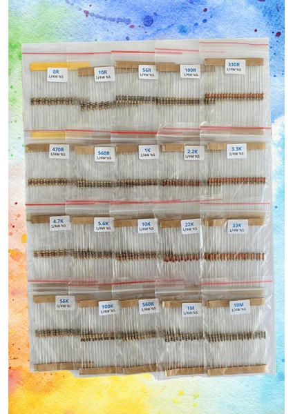 Direnç Seti Tht 1/4W %5 400 Parça 20 Çeşit | 0 10 56 100 330 470 560 1k 2.2k 3.3k 4.7k 5.6k 10K ... fiyatları