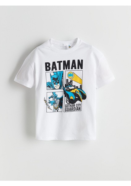 Yeni Sezon Bisiklet Yaka Batman Baskılı Erkek Çocuk Tişört