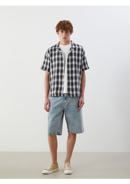 Yeni Sezon Rahat Kalıp Kısa Kollu Ekose Erkek Gömlek fırsatları