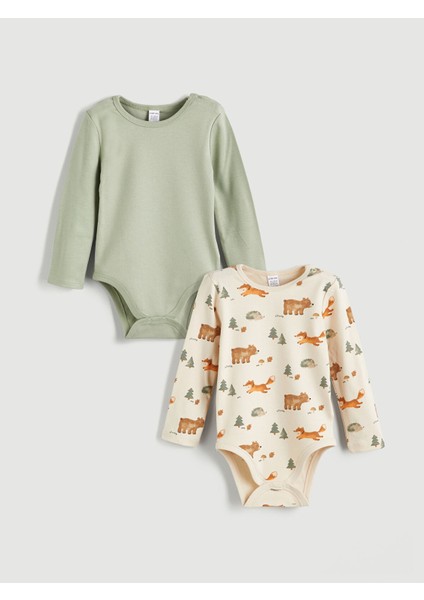 Yeni Sezon Uzun Kollu Baskılı Erkek Bebek Çıtçıtlı Body 2'li