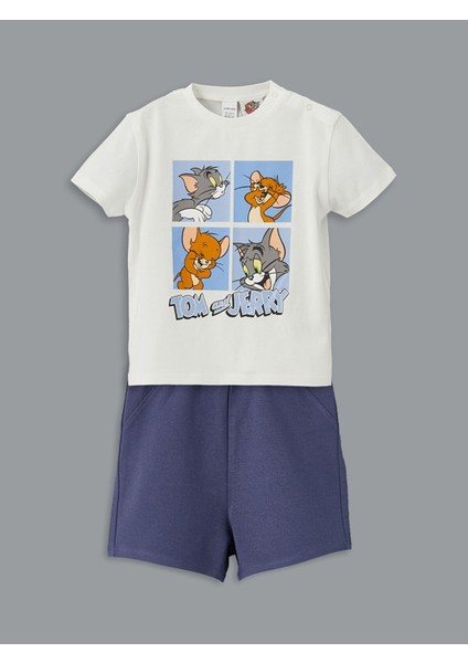Yeni Sezon Tom ve Jerry Baskılı Erkek Bebek Şortlu Takım