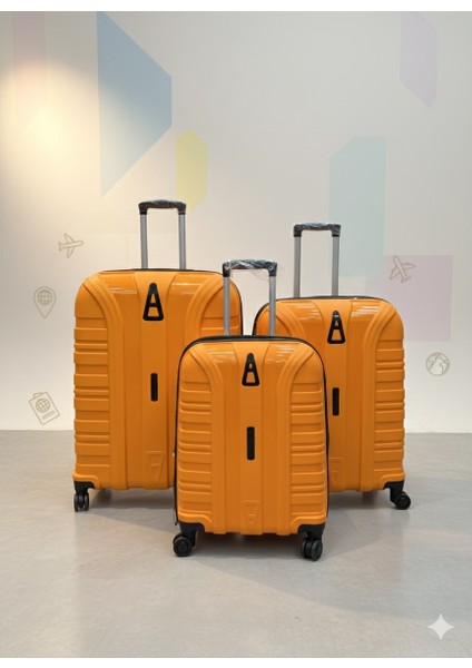 3'lü Kırılmaz Silikon Valiz Seti – Şifreli, Sessiz Tekerlek, Çelik Çekçek (Büyük-Orta-Kabin)