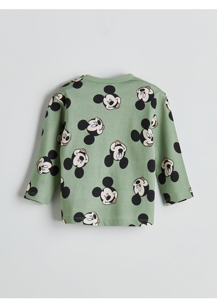 Yeni Sezon Bisiklet Yaka Mickey Mouse Baskılı Erkek Bebek Pijama Takımı fırsatları