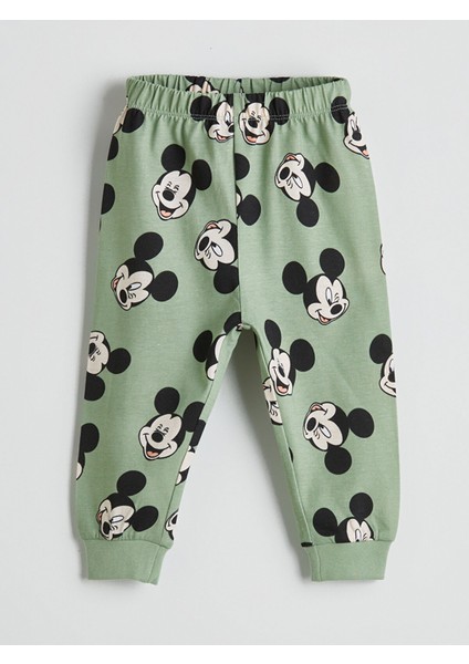 Yeni Sezon Bisiklet Yaka Mickey Mouse Baskılı Erkek Bebek Pijama Takımı indirimleri