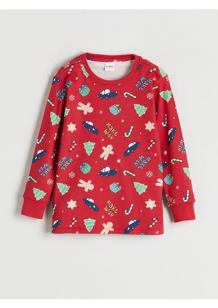 Yeni Sezon Bisiklet Yaka Yılbaşı Temalı Erkek Çocuk Pijama Takımı fiyatları