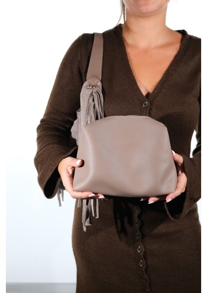 Vals Vizon Süet Hakiki Deri Püsküllü Kadın Kol Çantası modelleri