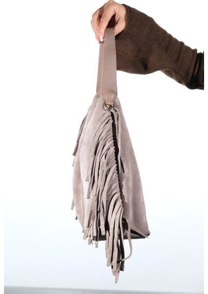 Vals Vizon Süet Hakiki Deri Püsküllü Kadın Kol Çantası indirimleri