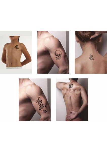 Vahşi Alev Desenleri Hint Kınası ile Geçici Dövme Yapma Seti fiyatları