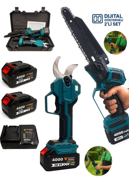 Kömürsüz Otomatik Yağlama 40 mm Makas Budama Testeresi Dal Budama Ikili Set