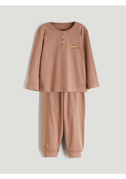 Yeni Sezon Bisiklet Yaka Erkek Çocuk Pijama Takımı