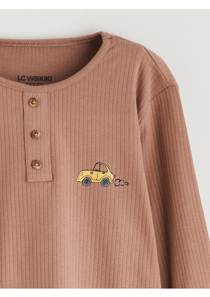 Yeni Sezon Bisiklet Yaka Erkek Çocuk Pijama Takımı modelleri