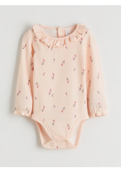 Yeni Sezon Bisiklet Yaka Çiçekli Kız Bebek Çıtçıtlı Bodysuit