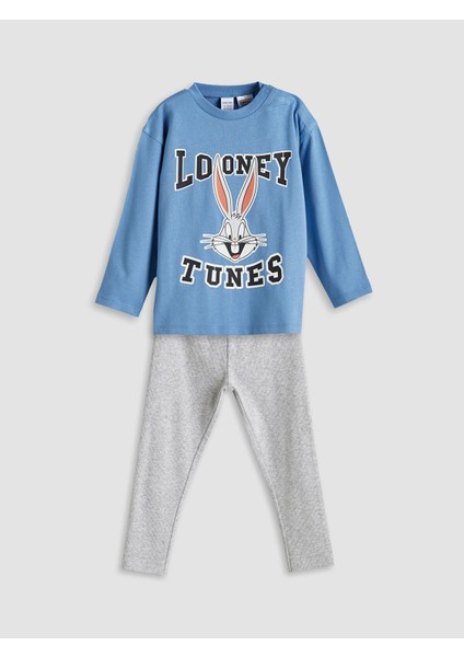 Yeni Sezon Bugs Bunny Baskılı Erkek Bebek Tişört ve Pantolon 2'li