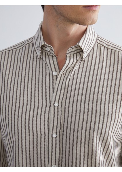 Yeni Sezon Regular Fit Uzun Kollu Çizgili Poplin Erkek Gömlek modelleri